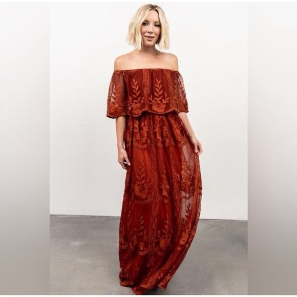 New Baltic Born Leon Off The Shoulder Maxi Dress Embroidered Bridesmaid XXXL U22 - Picture 1 of 9